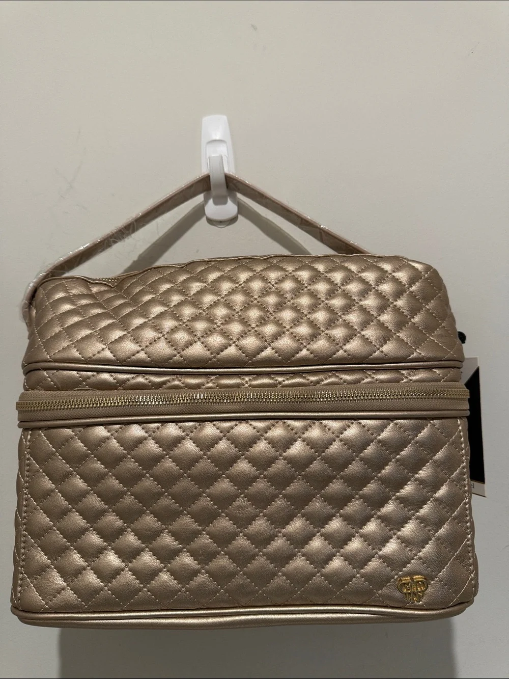 PurseN Quilted Metallic Taupe Cosmetic Case New with Tags